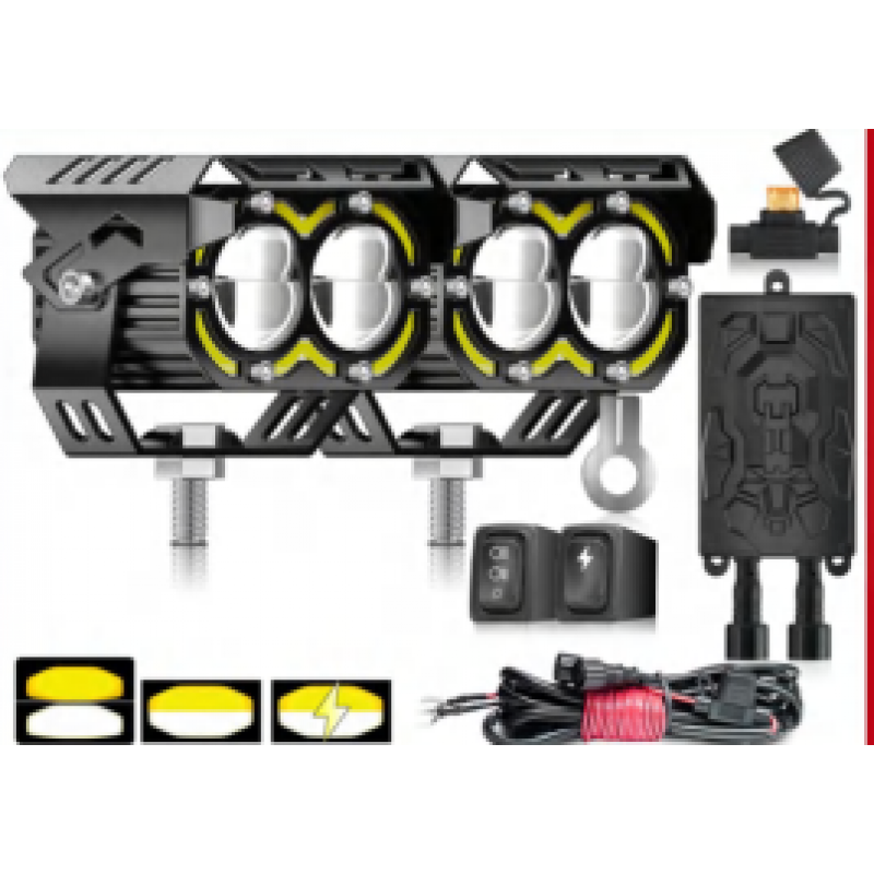 MOTOSİKLET SİS FARI   DRL 5 MODLU SET  2 Renk (Beyaz-Sarı) 